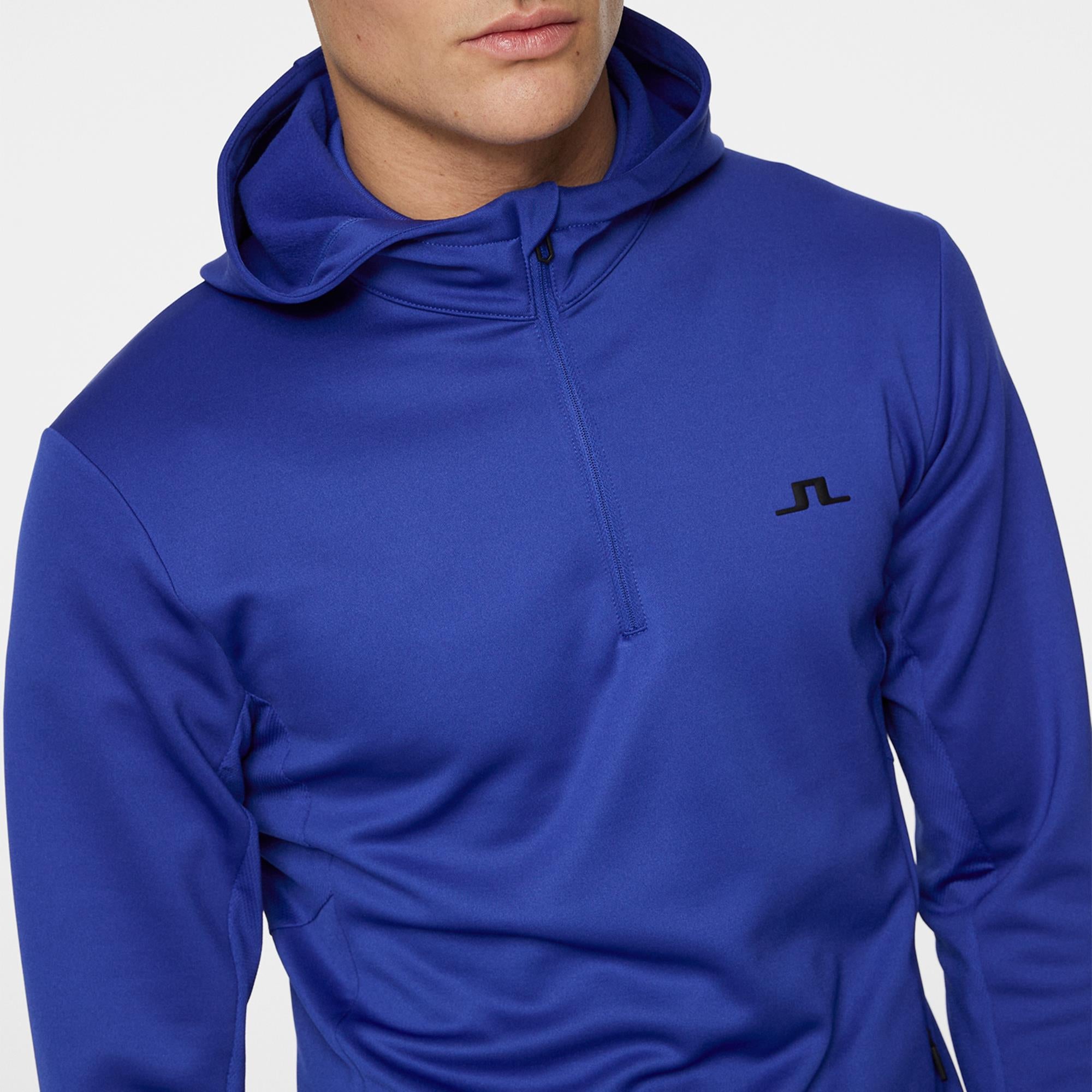 J Lindeberg Aerial Quarter Zip Mens Hoodie Clematis Blue